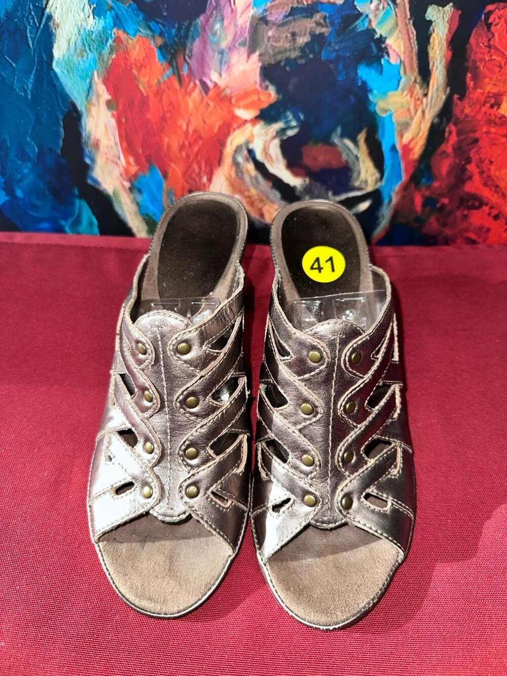 No.41 Aerosoles Women's Silver Slingback Heeled Sandals, Size 7